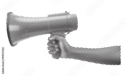 Hand Holding Megaphone Announcing News and Information, Retro Halftone Style for Communication and Promotion