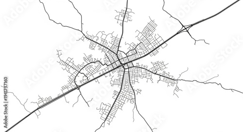 Detailed Road Network Map of a City or Town.