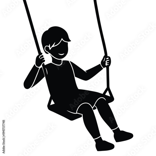swing playing people silhouette. Good use for symbol, logo, web icon, mascot, sticker, sign, or any design you want