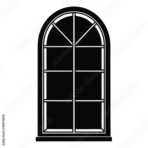 Icons set of windows different types. Pictogram collection in thin linear style. Classic architecture elements. Simple design. Vector illustration in black color isolated on white background