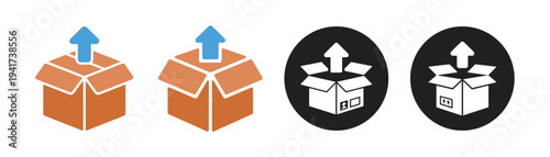 Black and color ecommerce shipping package box icons