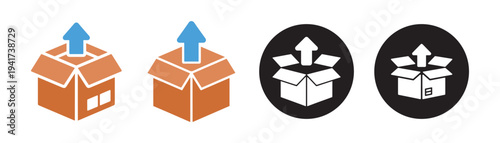 Black and color ecommerce shipping package box icons