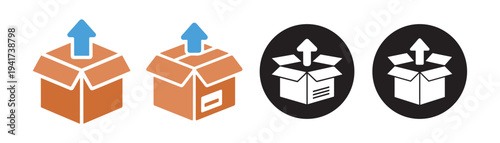 Black and color ecommerce shipping package box icons