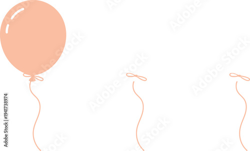 Minimalist illustration of a balloon with string, isolated on a simple background, viewed from the side
