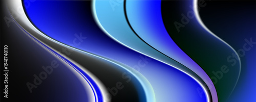 Silk textile with wavy folds template background realistic vector illustration. Elegant blue taffeta fabric sample 3d color image upper view