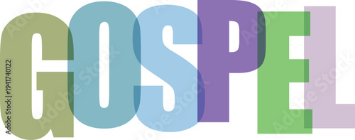 Gospel Word Colorful Letters white background