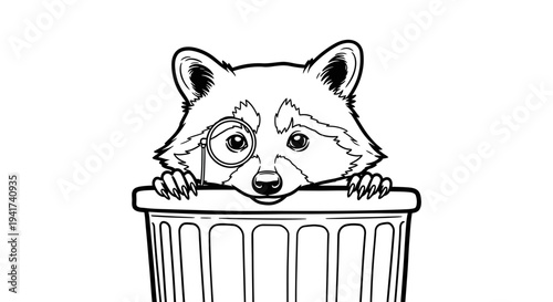 Red panda peeking out of a trash can with a curious expression.
