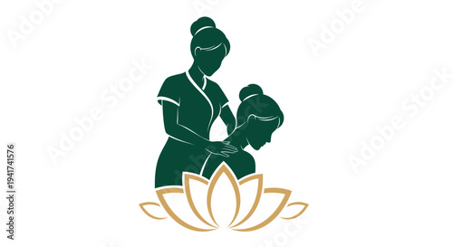 Thai Massage Woman Lotus Flower Symbol.
