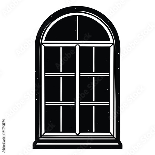 Icons set of windows different types. Pictogram collection in thin linear style. Classic architecture elements. Simple design. Vector illustration in black color isolated on white background