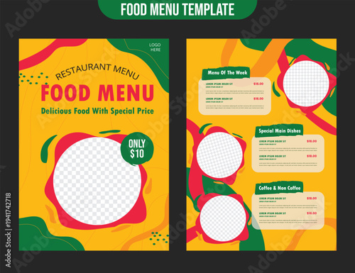 Set of modern design drink food sale brochure menu for promotional restaurant and cafe poster marketing with editable photo background template design
