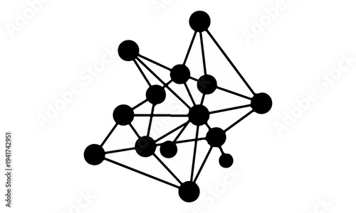 Abstract Black Network Diagram Icon Isolated on White Background