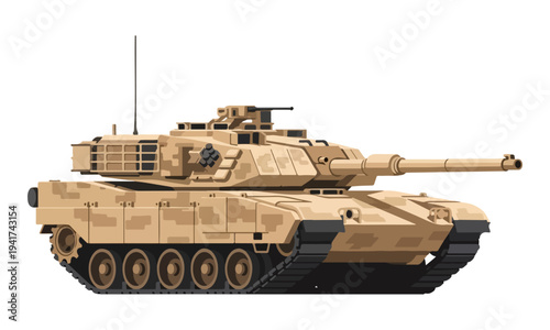 Modern Military Main Battle Tank in Desert Camouflage