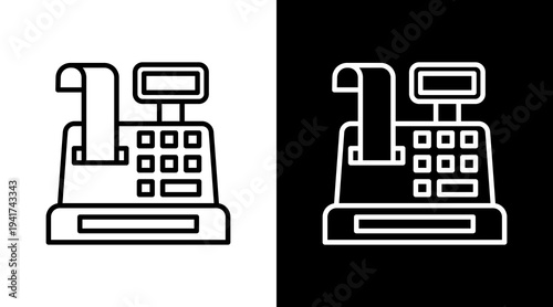 Cash Machine White Icon Set Design 