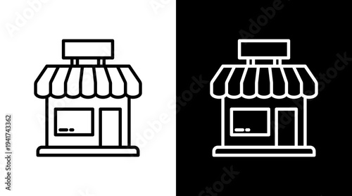Store White Icon Set Design 