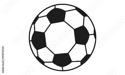 Simple Black and White Soccer Ball Graphic Isolated on White Background