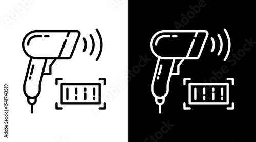 Scanner White Icon Set Design 