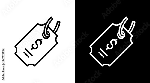 Price Tag White Icon Set Design 