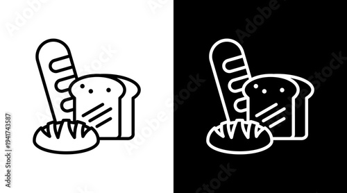 Bakery White Icon Set Design 