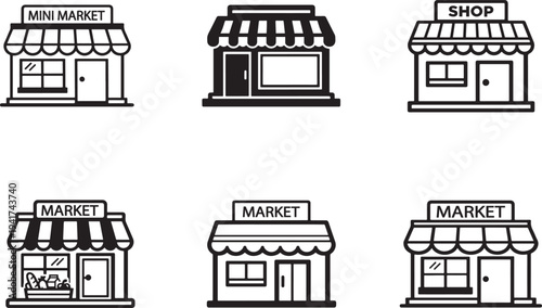 Mini grocery market vector collection for retail shop, convenience store and local trade