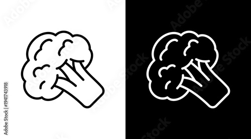 Broccoli White Icon Set Design 
