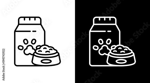Pet Food White Icon Set Design 
