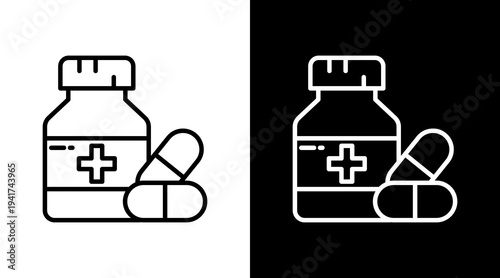 Medicine White Icon Set Design 