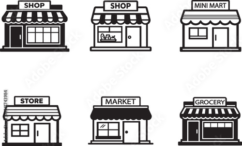 Neighborhood mini market vector collection for grocery, retail store and local shopping