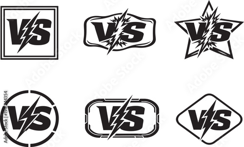  Versus letters design for game battles, sports competitions and fight match themes