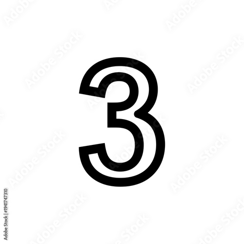 Number Three Bold Outline.