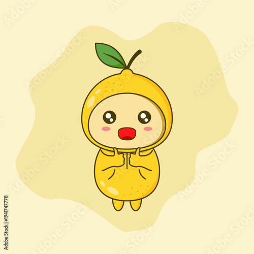 Cute lemon cartoon mascot. Vector Illustration. EPS 10.