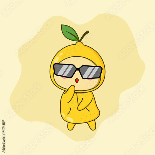 Cute lemon cartoon mascot. Vector Illustration. EPS 10.