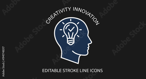 Innovative thinking and creativity represented by a lightbulb inside a human head.