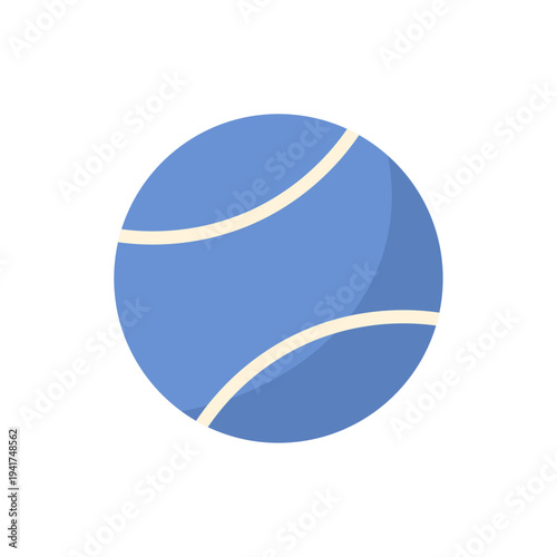 Flat vector illustration of a blue tennis ball. Sports equipment isolated on white background.