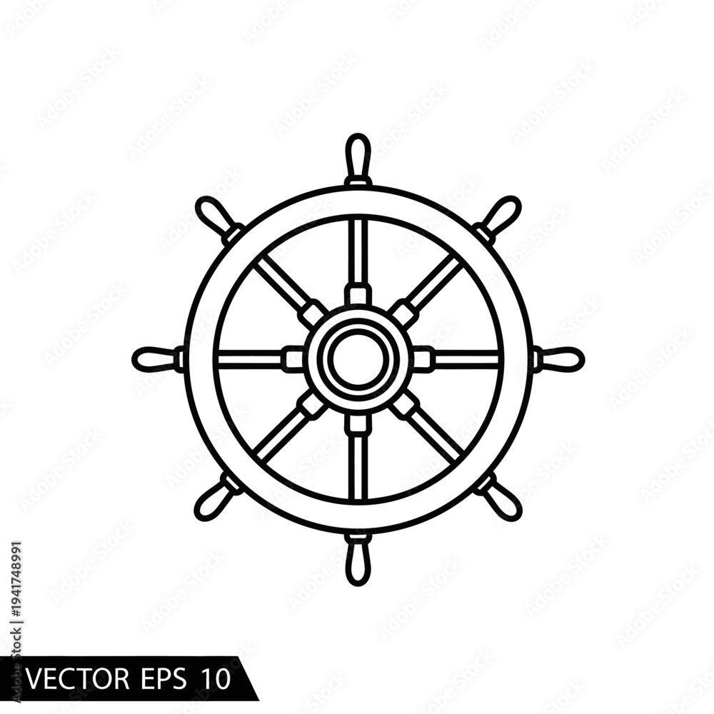 Obraz premium Ships Wheel Vector Icon.