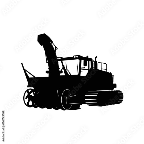 Silhouette of a Snowblower Tractor on Tracks.