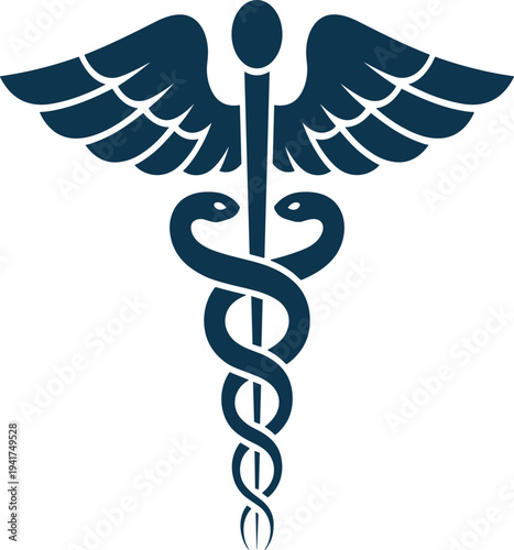 Caduceus Symbol Vector Icon with Wings and Snakes for Medical and Business Use