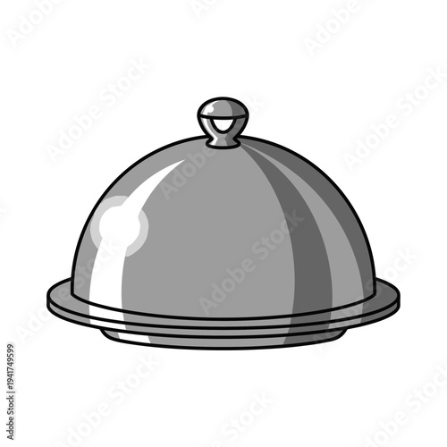 Silver Cloche Food Cover Isolated on White Background.
