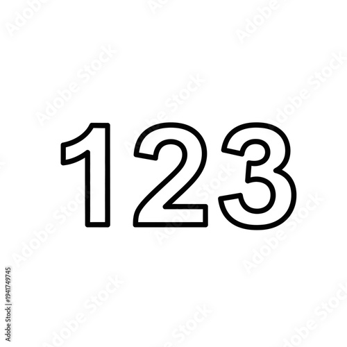 Simple Black and White Numbers 123 Graphic.