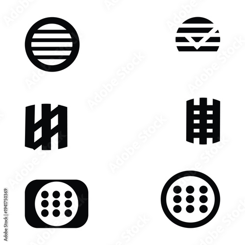 Black Minimalist Geometric Vector Icon Set for UI Design and Modern Branding.