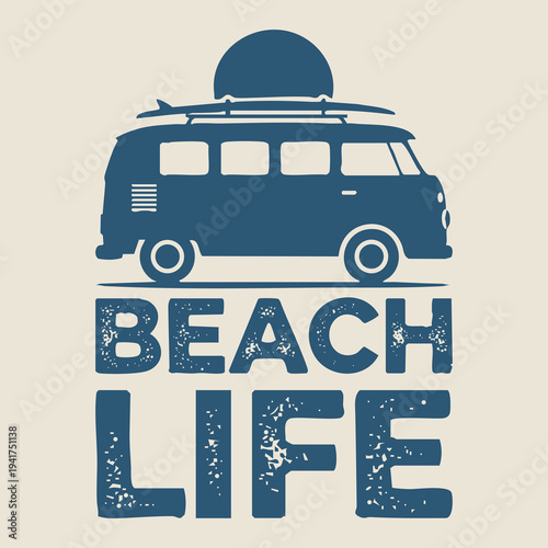 Vintage Beach Life Surf Van Design