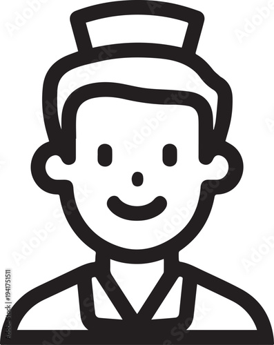 Wallpaper Mural Hand Drawn Man as Nurse Black and White Avatar Illustration in Minimal Line Art Style Design Torontodigital.ca