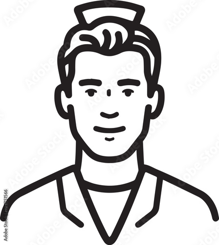 Wallpaper Mural Hand Drawn Man as Nurse Black and White Avatar Illustration in Minimal Line Art Style Design Torontodigital.ca