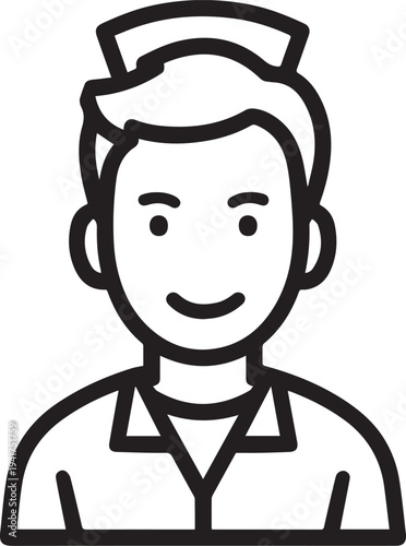 Wallpaper Mural Hand Drawn Man as Nurse Black and White Avatar Illustration in Minimal Line Art Style Design Torontodigital.ca