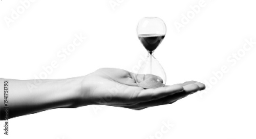 Halftone Hand Holding Hourglass Time Passing Deadline Concept