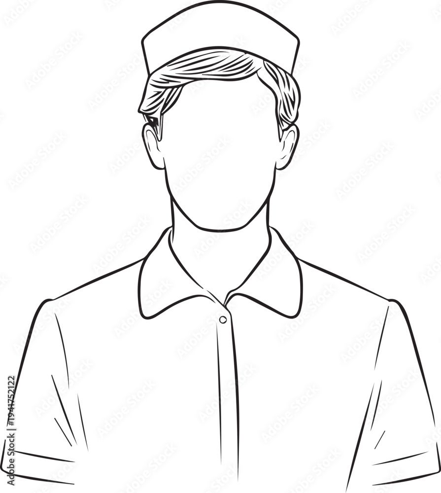 custom made wallpaper toronto digitalHand Drawn Man as Nurse Black and White Avatar Illustration in Minimal Line Art Style Design
