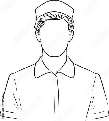 Wallpaper Mural Hand Drawn Man as Nurse Black and White Avatar Illustration in Minimal Line Art Style Design Torontodigital.ca
