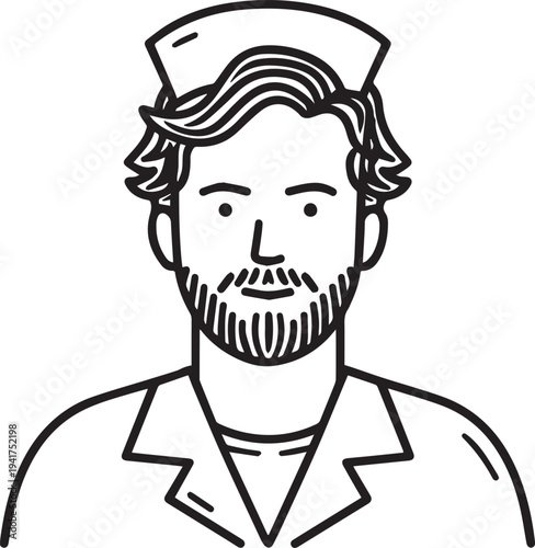 Wallpaper Mural Hand Drawn Man as Nurse Black and White Avatar Illustration in Minimal Line Art Style Design Torontodigital.ca