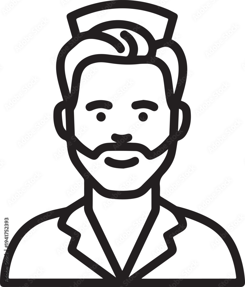 custom made wallpaper toronto digitalHand Drawn Man as Nurse Black and White Avatar Illustration in Minimal Line Art Style Design