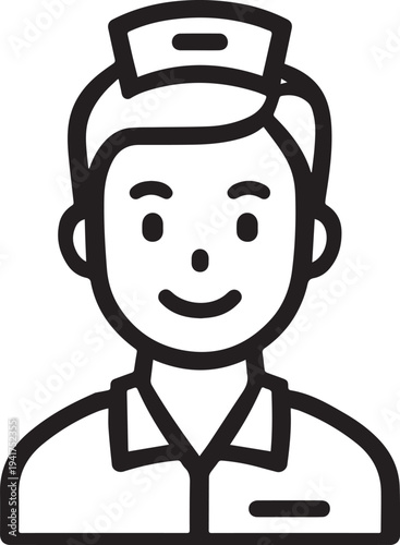 Wallpaper Mural Hand Drawn Man as Nurse Black and White Avatar Illustration in Minimal Line Art Style Design Torontodigital.ca