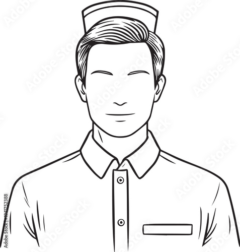 Wallpaper Mural Hand Drawn Man as Nurse Black and White Avatar Illustration in Minimal Line Art Style Design Torontodigital.ca